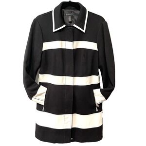 INC International Concepts‎ Women's M Black White Blazer Jacket Coat 100% Cotton